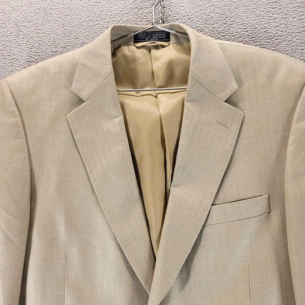 Haspel Suit Jacket Mens 40R Beige Silk Wool Sport Coat Business Summer Wedding